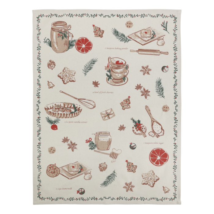 Strofinaccio/canovaccio in cotone stampa da forno natalizia cm 50x70