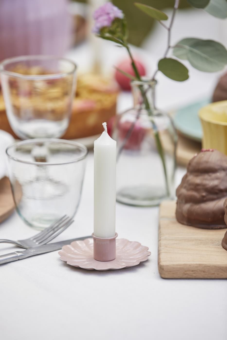 Porta candela bordo ondulato malva (90117-52)