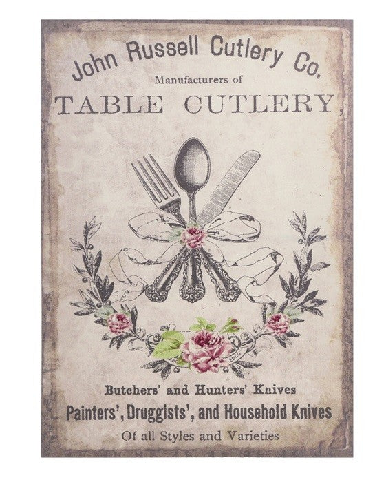 Quadro con posate e rose assortito in tre fantasie cm 50x70