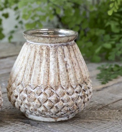 Porta tealight in vetro color oro base panna anticato h10 d.10 cm Chic Antique (71927-19)