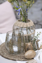 Bottiglia / Vaso con intreccio in rattan soffiato a mano diam.14,5 h 21 cm  Ib Laursen (02026-00)