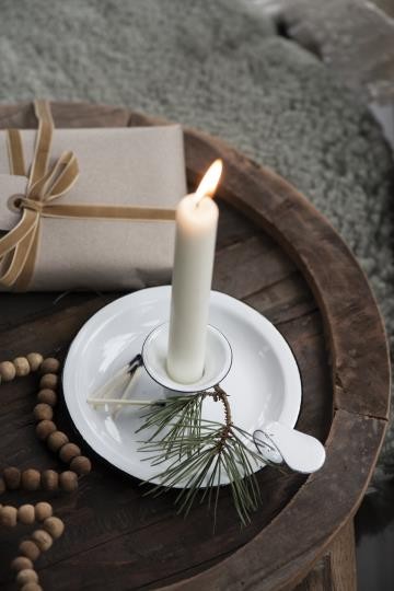 Portacandela smaltato bianco per candela d.2 cm 14,5 H 4 L 17 Ib Laursen (0412-11)