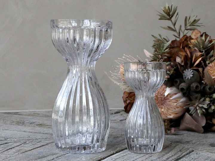 Vaso Amaryllis con scanalature H26 diam. 12 cm vetro trasparente (grande in foto) Chic Antique 74011700
