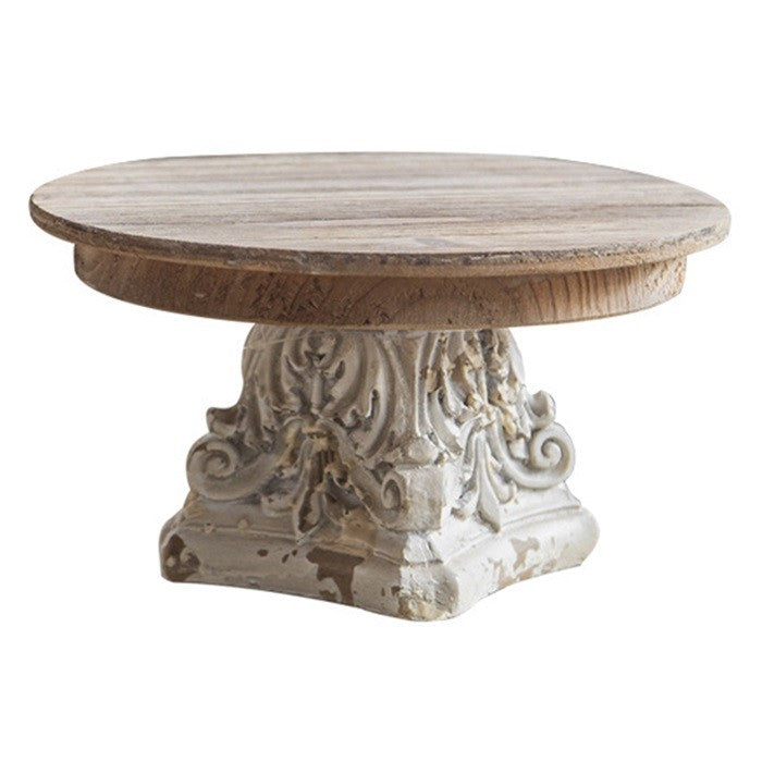 Alzata con capitello in legno base crema top color naturale cm 24x24xh13 Coccole di casa (KL99017)