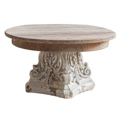 Alzata con capitello in legno base crema top color naturale cm 24x24xh13 Coccole di casa (KL99017)