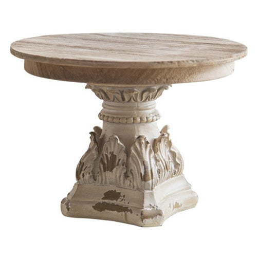 Alzata con capitello in legno base crema top color naturale cm 27x27xh19 Coccole di casa (KL99018)