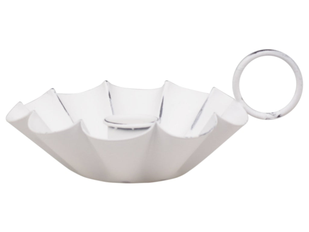 Porta candele in metallo bianco antichizzato diam 10,5 H 4 cm Chic Antique (64103-01)