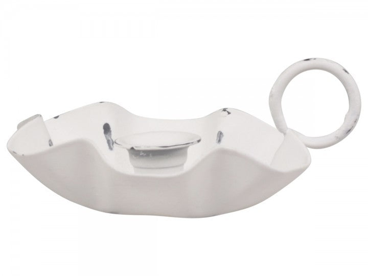 Porta candela bianco antichizzato diam cm 8,5 Chic Antique (64128-01)