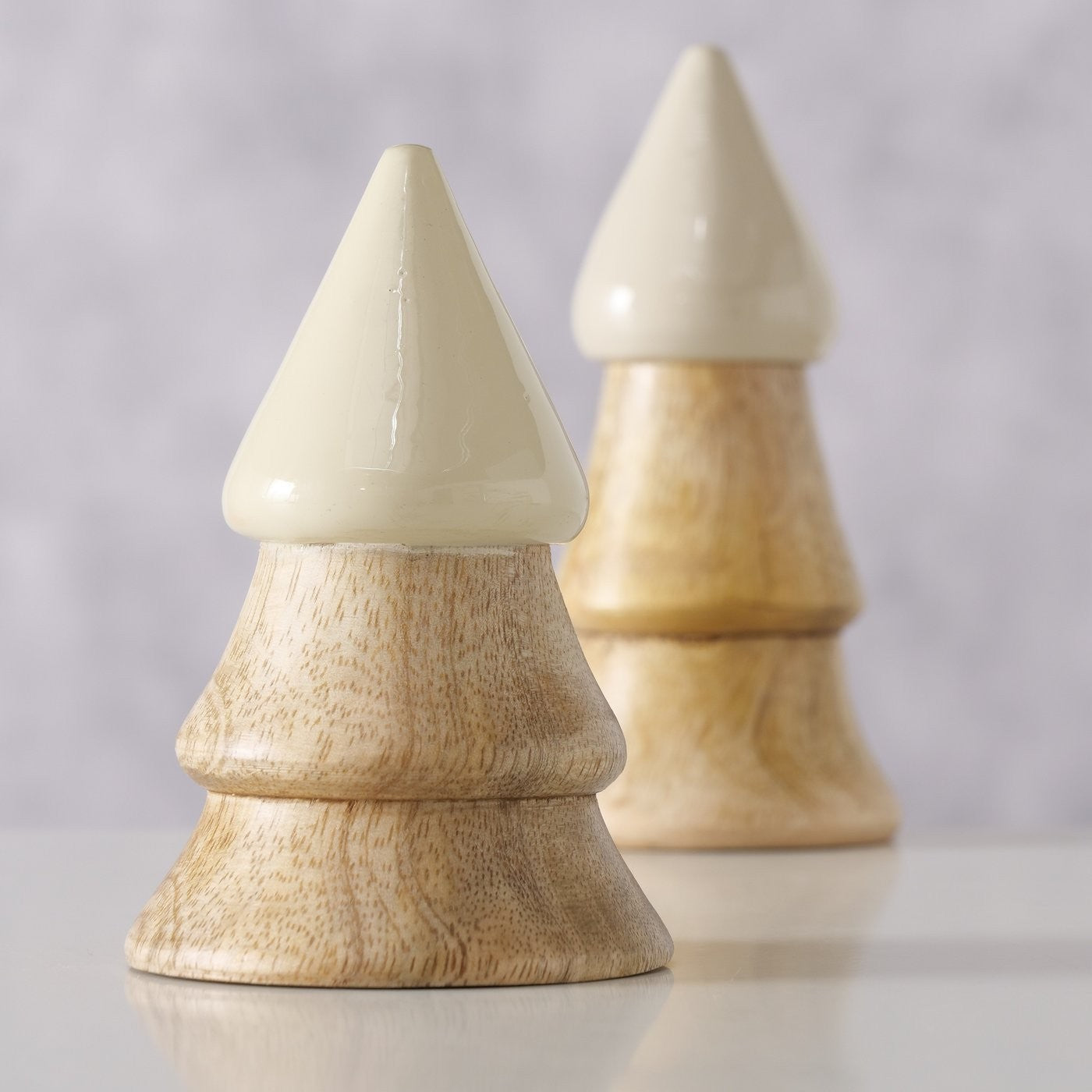 Set 2 albero Natale "Paradise" legno mango beige H cm 9-12 d.5-6 Boltze (2037130)