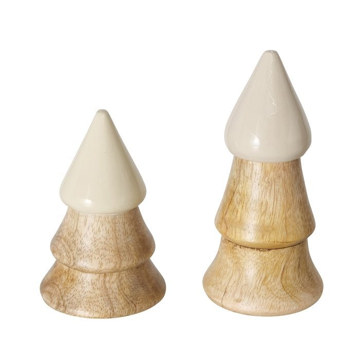Set 2 albero Natale "Paradise" legno mango beige H cm 9-12 d.5-6 Boltze (2037130)