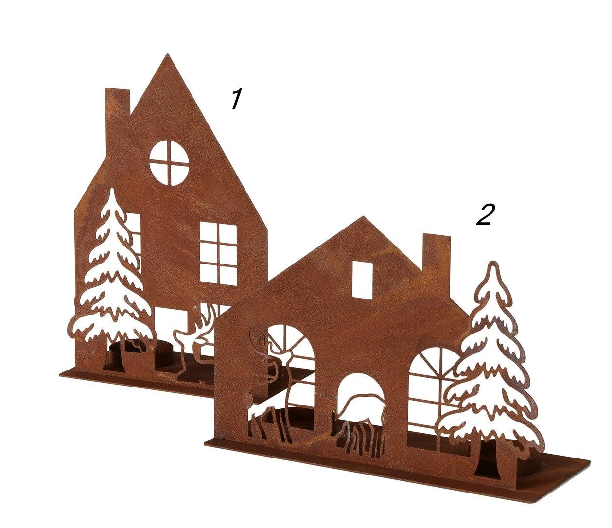 Porta tealight "Henglo" Corten fatto a mano color ruggine cm 20x10h25 due varianti Boltze (2039398)