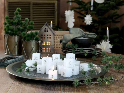 Candele dell'avvento bianco antico 24 pz. cm 3,5x3,5x3,5 Natale Chic Antique ( 71973-01)