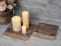 Vecchio vassoio "Grimaud" in legno riciclato con maniglie metallo cm 30x30 Chic Antique (41553-00)