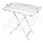 Tavolino con vassoio legno bianco decapato h cm 50 Coccole di Casa (KL95558)