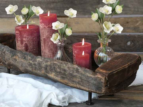 Candela Effetto Rustico ROSSO SCURO Durata 40 Ore H10 /D7 Cm Chic Antique (71491-33)