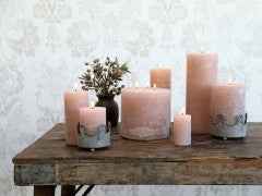 Candela effetto rustico color ROSA polvere durata 40 ore  H10 /D7 cm Chic Antique (71491-07)