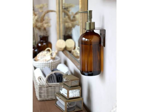 Bottiglia In Vetro Con Pompa 480 ml H 22 D.7,50 Color Moca (Piccola In Foto ) Chic Antique 62092-20