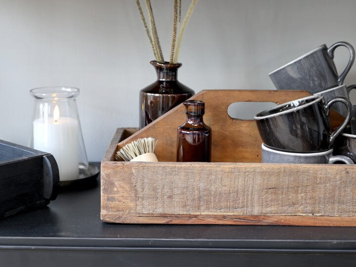 Vecchia Bottiglia Stile Francese In Ceramica Mocca Antica cm 5 x h 14,5 Chic Antique ( 65622-20)