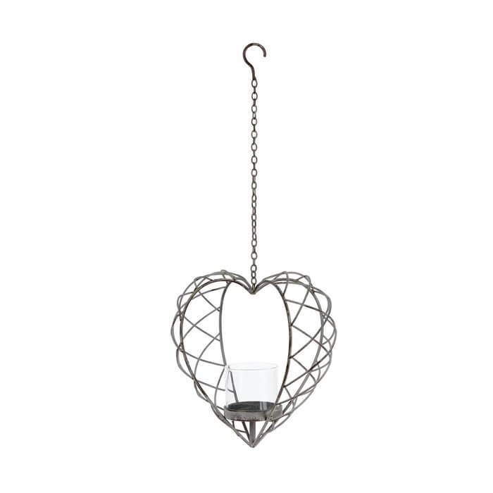 Cuore Metallo Porta Tea Light da appendere  Cm 19,5 X H 41 Nuvole Di Stoffa