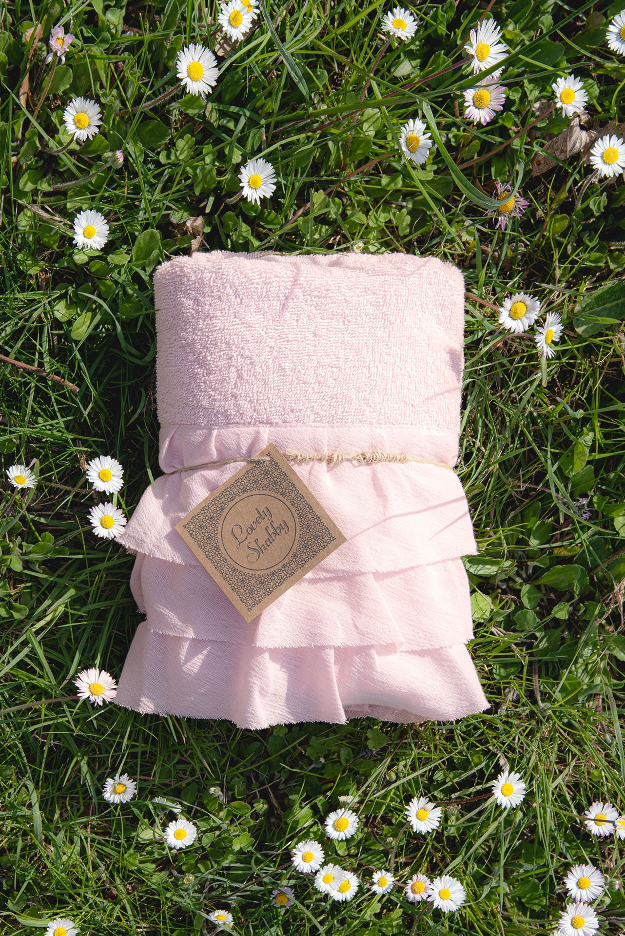 Set spugna "Mia" in cotone con tre volant 4 varianti colore cm 40x60- 55x100 (LS01080)