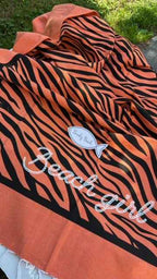Telo mare fouta Zebra in cotone con frange 4 varianti colore cm 90 x 170