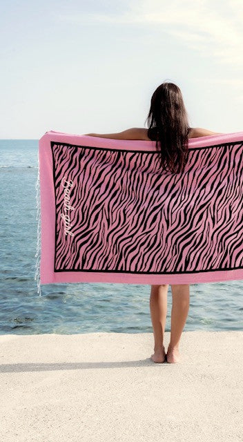 Telo mare fouta Zebra in cotone con frange 4 varianti colore cm 90 x 170
