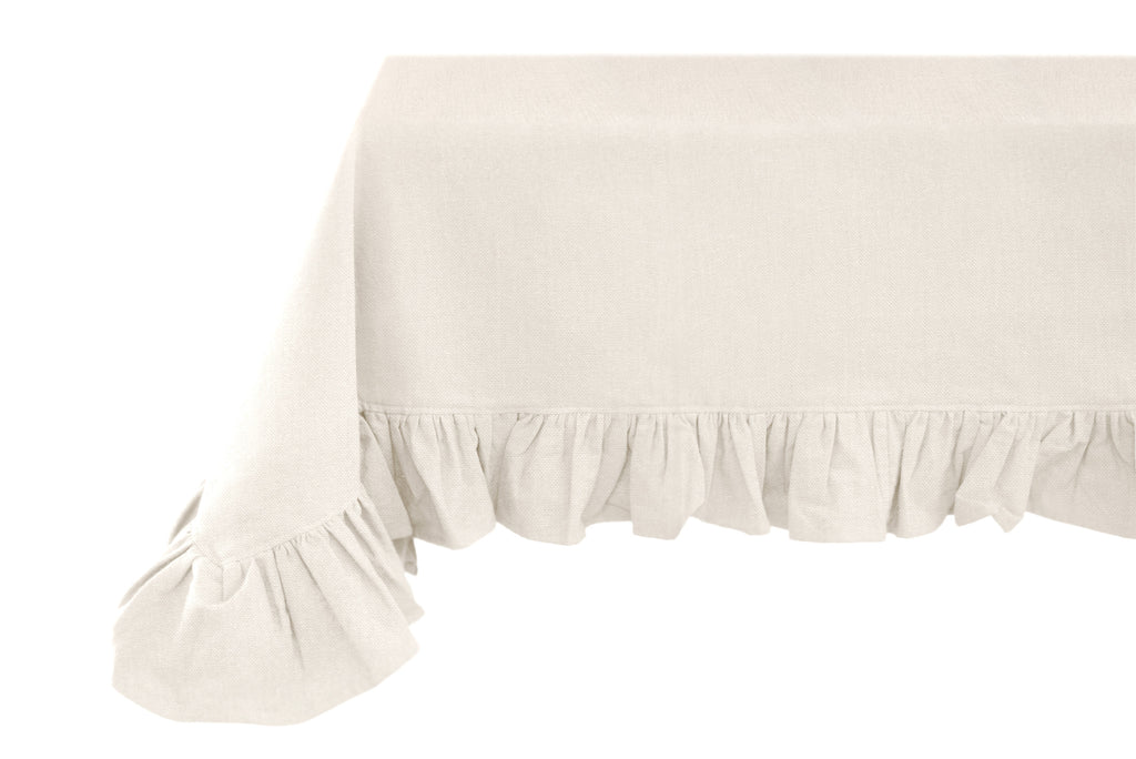 Tovaglia in morbido cotone linea " Element" con balza per sei persone cm 160x200 Color Naturale