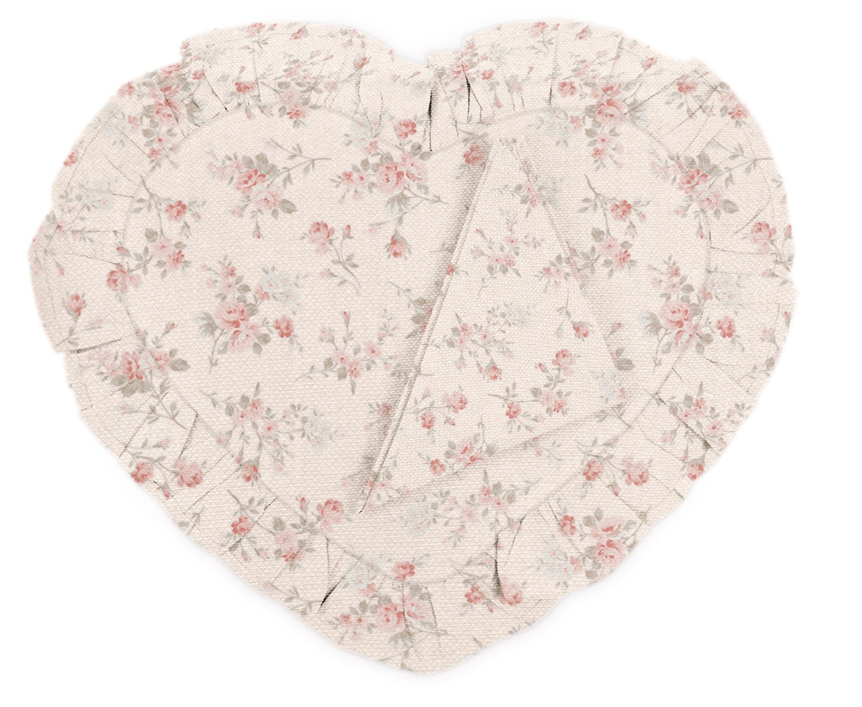 Set Americano Cuore In Morbido Cotone con tovagliolo  Linea " Element Garden" Con Balza Cm 30x35 Stampa floreale