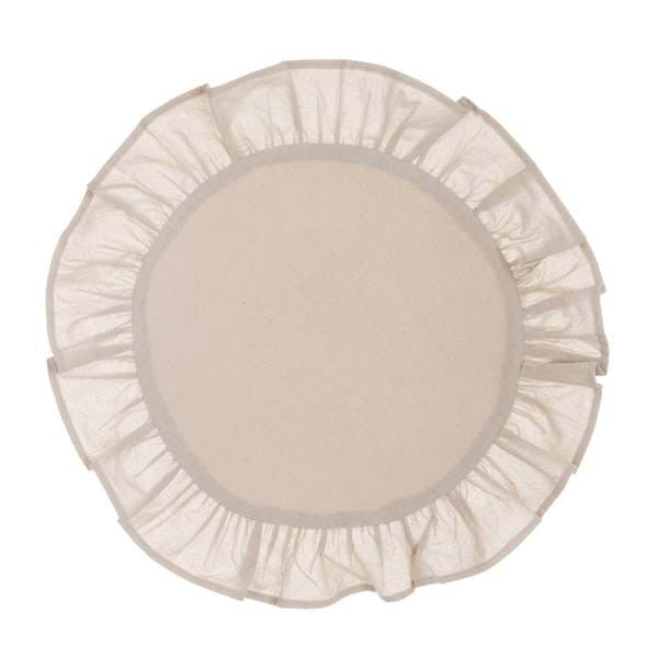 Tovaglietta Rotonda Linea Frill Beige In Cotone Diam. Cm 33 Con Gala Cm 7 Blanc Mariclo'