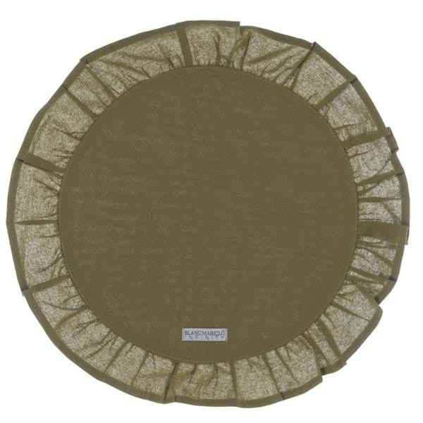 Tovaglietta Rotonda verde linea Infinity In Cotone Diam. Cm 33 Con Gala Cm 7 Blanc Mariclo'