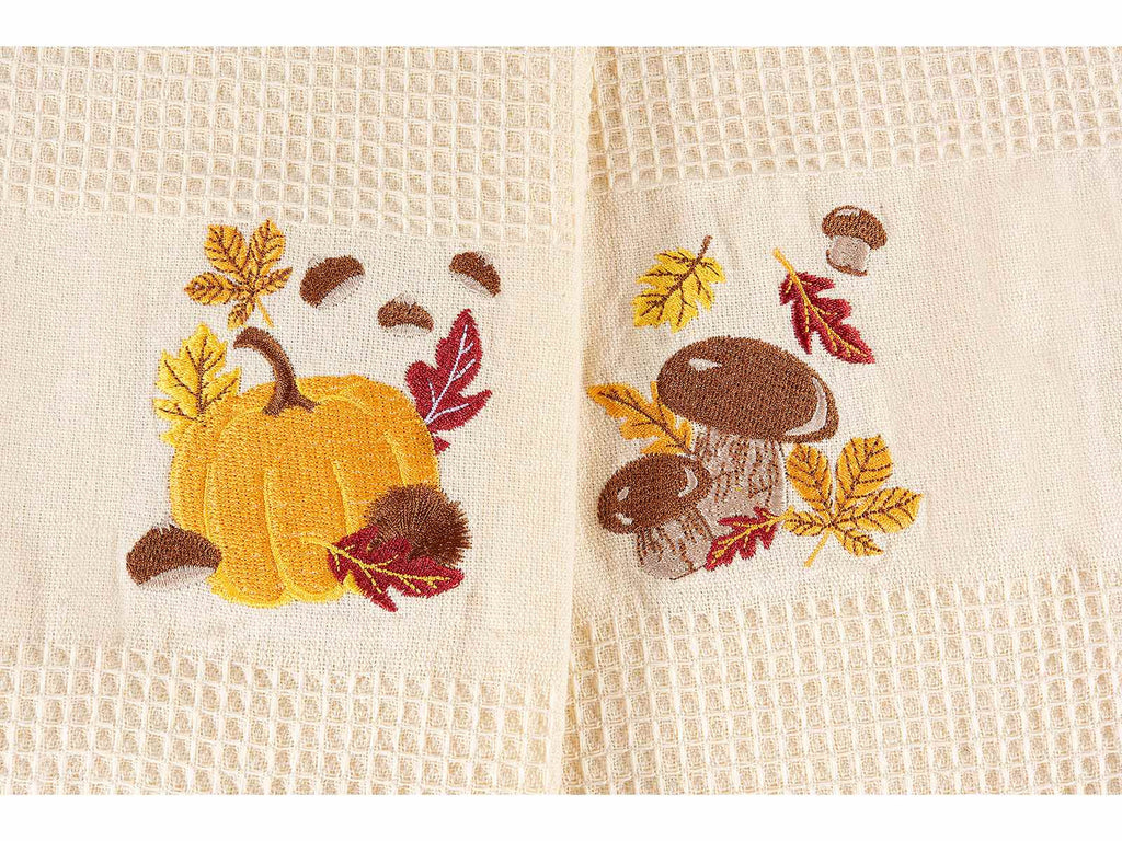 Strofinaccio/canovaccio ricamo autunno in cotone con cucchiaio legno (450236)