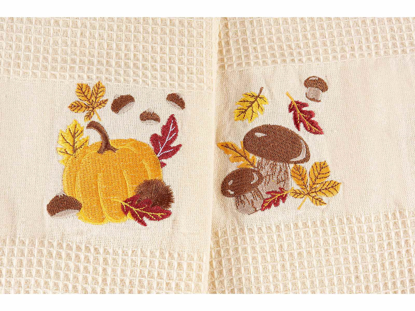 Strofinaccio/canovaccio ricamo autunno in cotone con cucchiaio legno (450236)