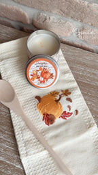 Strofinaccio/canovaccio ricamo autunno in cotone con cucchiaio legno (450236)