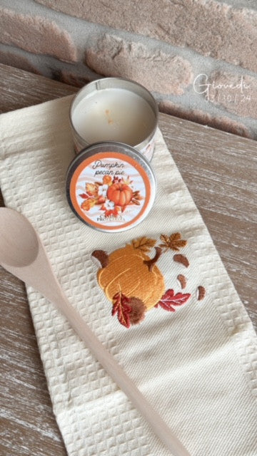 Strofinaccio/canovaccio ricamo autunno in cotone con cucchiaio legno (450236)