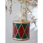 Tamburo vintage in poliresina rosso e verde antico cm 6 x 6 Chic Antique (52775-33)