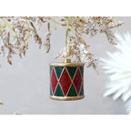 Tamburo vintage in poliresina rosso e verde antico cm 6 x 6 Chic Antique (52775-33)