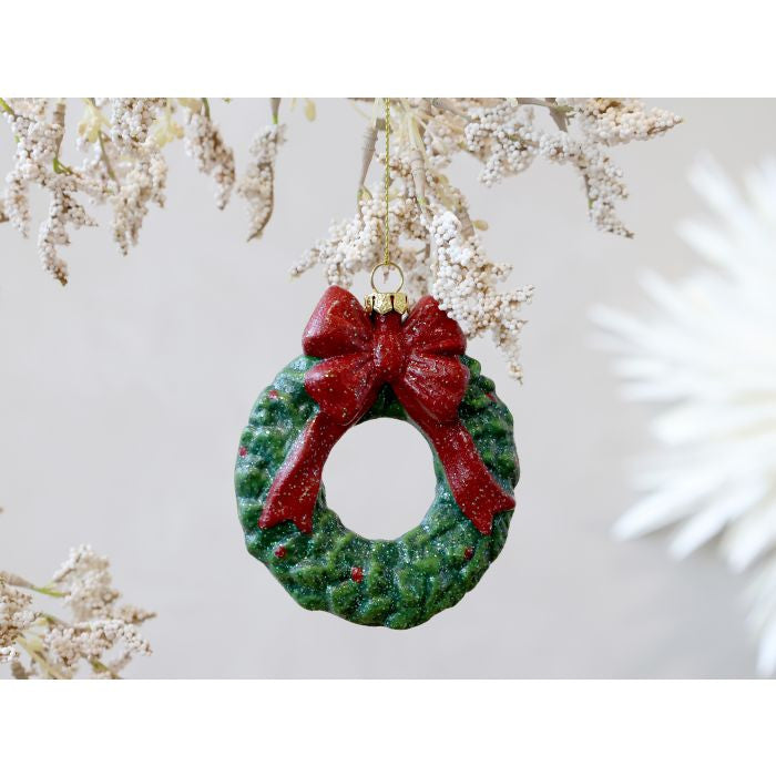 Ghirlanda vintage in poliresina rosso e verde antico cm H10.5 L9 W2 Chic Antique (52774-21)