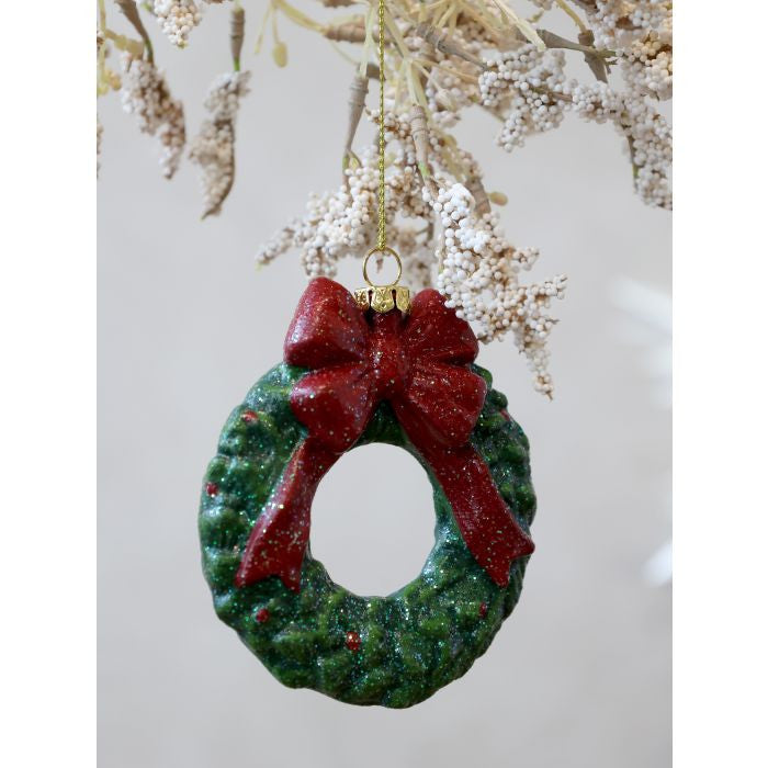 Ghirlanda vintage in poliresina rosso e verde antico cm H10.5 L9 W2 Chic Antique (52774-21)