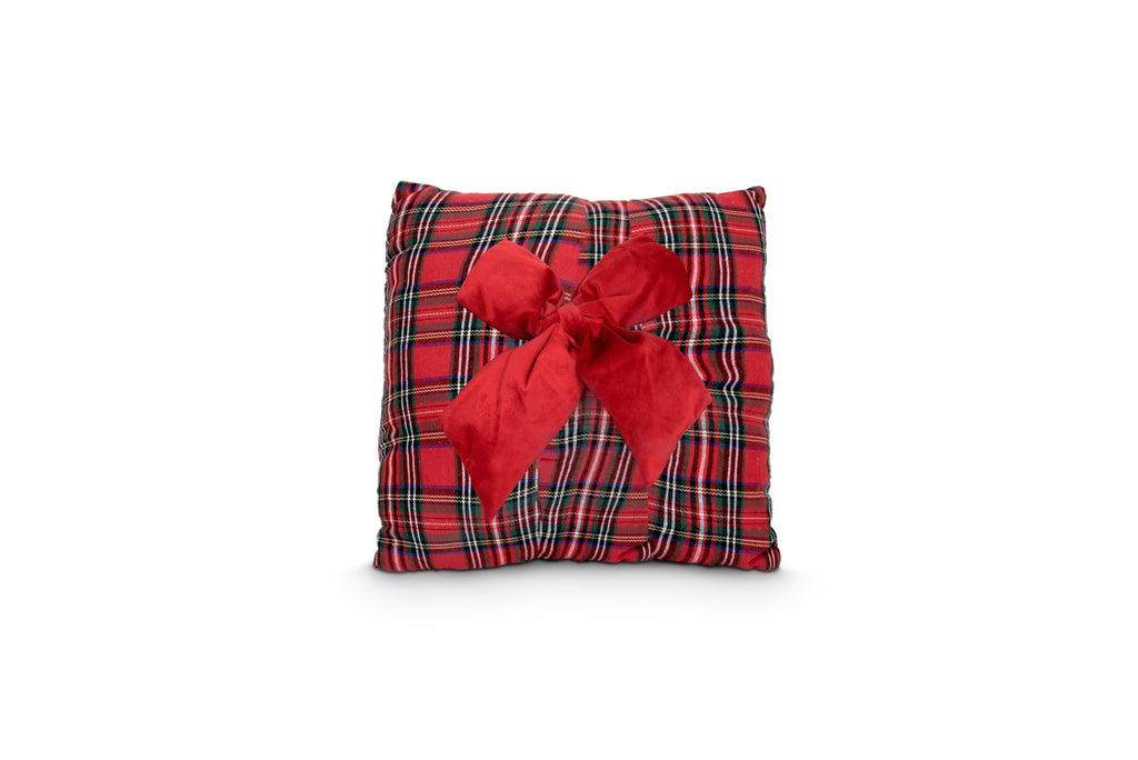 Cuscino Imbottito TARTAN QUADRATO con fiocco  cm 45x45