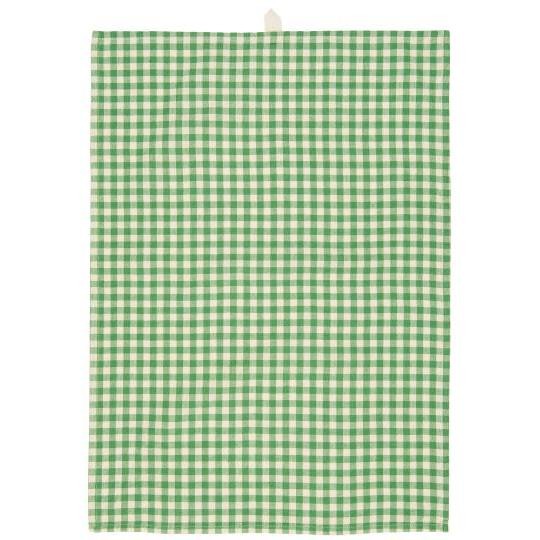 Canovaccio/strofinaccio Anders color verde con quadretti checks naturali Cm 50x70 100% cotone Ib Laursen (66109-42)