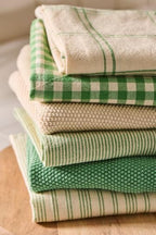 Canovaccio/strofinaccio Anders color verde con quadretti checks naturali Cm 50x70 100% cotone Ib Laursen (66109-42)