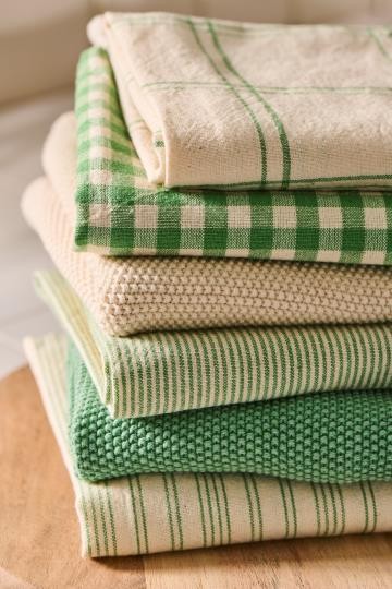 Canovaccio/strofinaccio Anders color verde con quadretti checks naturali Cm 50x70 100% cotone Ib Laursen (66109-42)