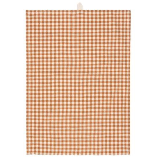 Canovaccio/Strofinaccio Rasmus color marrone con quadretti checks naturali Cm 50x70 100% cotone Ib Laursen (66109-49)