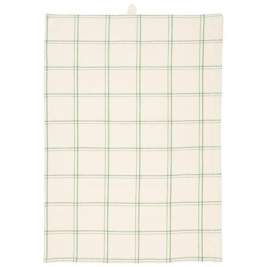 Canovaccio/Strofinaccio Eskild  color naturale con quadri verdi Cm 50x70 100% cotone Ib Laursen (66173-42)