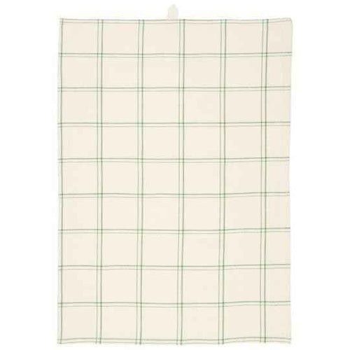 Canovaccio/Strofinaccio Eskild  color naturale con quadri verdi Cm 50x70 100% cotone Ib Laursen (66173-42)
