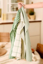 Canovaccio/Strofinaccio Eskild  color naturale con quadri verdi Cm 50x70 100% cotone Ib Laursen (66173-42)