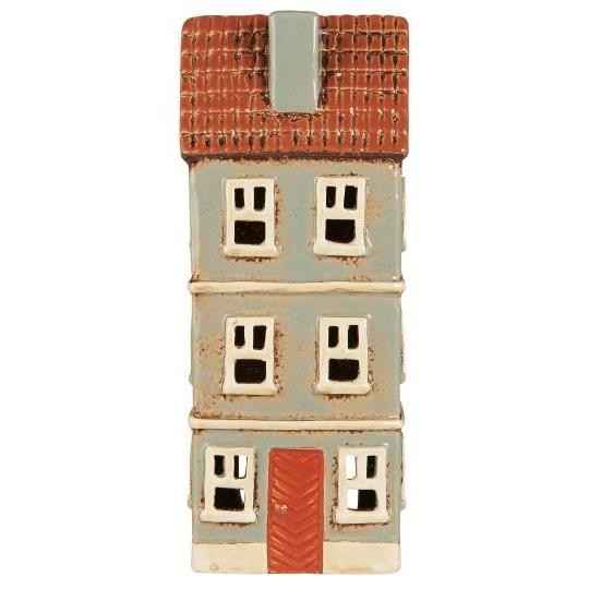 Casetta Porta Tealight  Ceramica verde con porta color ruggine Ib Laursen Cm W: 7 H: 23,2 L 9,50 (27666-18)