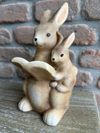 Coppia coniglietti con libro in poliresina cm 10x10x21 Stile Nordico ( CK943)