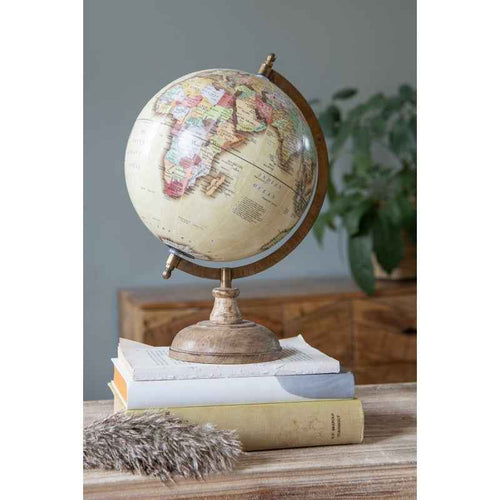 Globo /mappamondo decorativo giallo diam.22 x 33 cm legno e metallo Clayre Eef (64913)