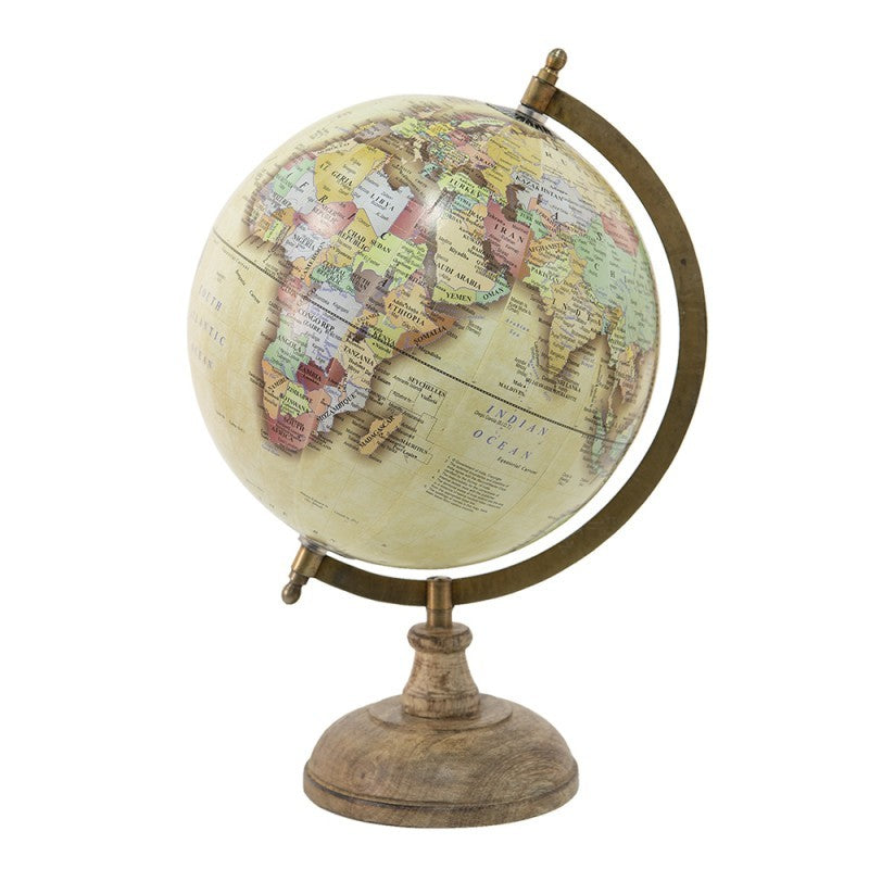 Globo /mappamondo decorativo giallo diam.22 x 33 cm legno e metallo Clayre Eef (64913)